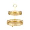 Double Layer Fruit Tray Colored 2 Tier Decorative Leaf Pattern Dessert Stand for