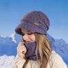 Winter Hat, Scarf Set, Velvet, Cold-proof and Warm Knitted Hat, Women's Hat with Brim, Ear Protectors, Wool Hat.