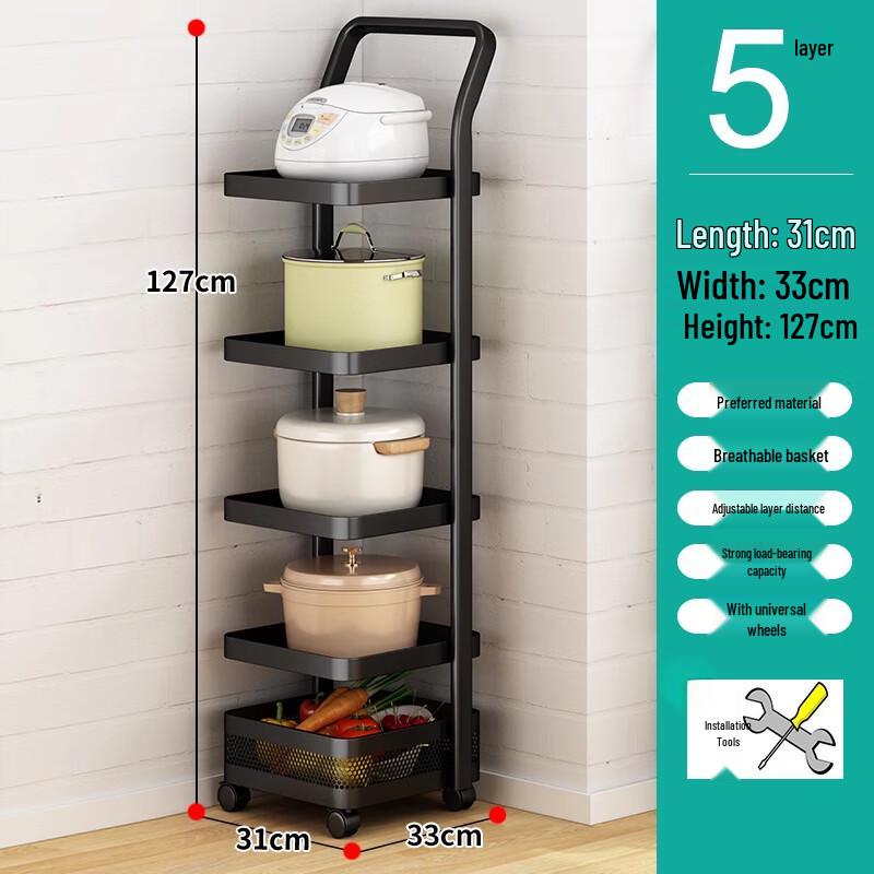 Yingbai Modern Black 2-Tier Kitchen Storage Rack