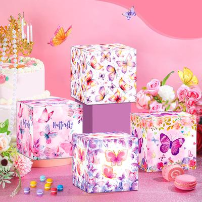 12/18pcs Pink Butterfly Gift Packaging Boxes Pink Butterfly Gift Boxes For Thoughtful And Detailed Gift Givers