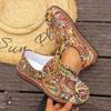 Printed Ethnic Style Lace-up Casual Shoes 2025 Autumn New Plus-size Flat Low-top Shoes for Women