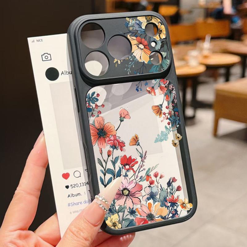 Vintage Floral Case For iPhone 17 Pro Max For iPhone 16 15 14 13 Pro Max Luxury Hybrid TPU+PC Clear Back Hard Cover