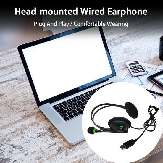 Wired Headset USB Interface Ergonomic with Microphone Noise Cancelling Wired Headphones Office Supply