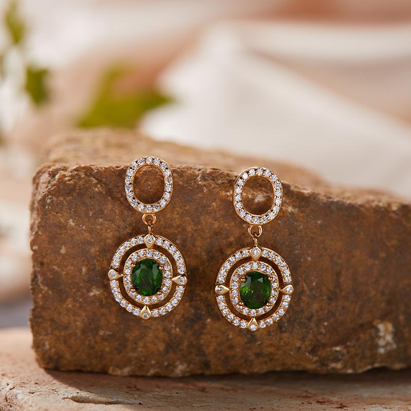 High Sense Light Luxury S925 Sterling Silver Plated 18K Gold Natural Colored Treasure Collarbone Chain Necklace Pendant Niche Jewelry