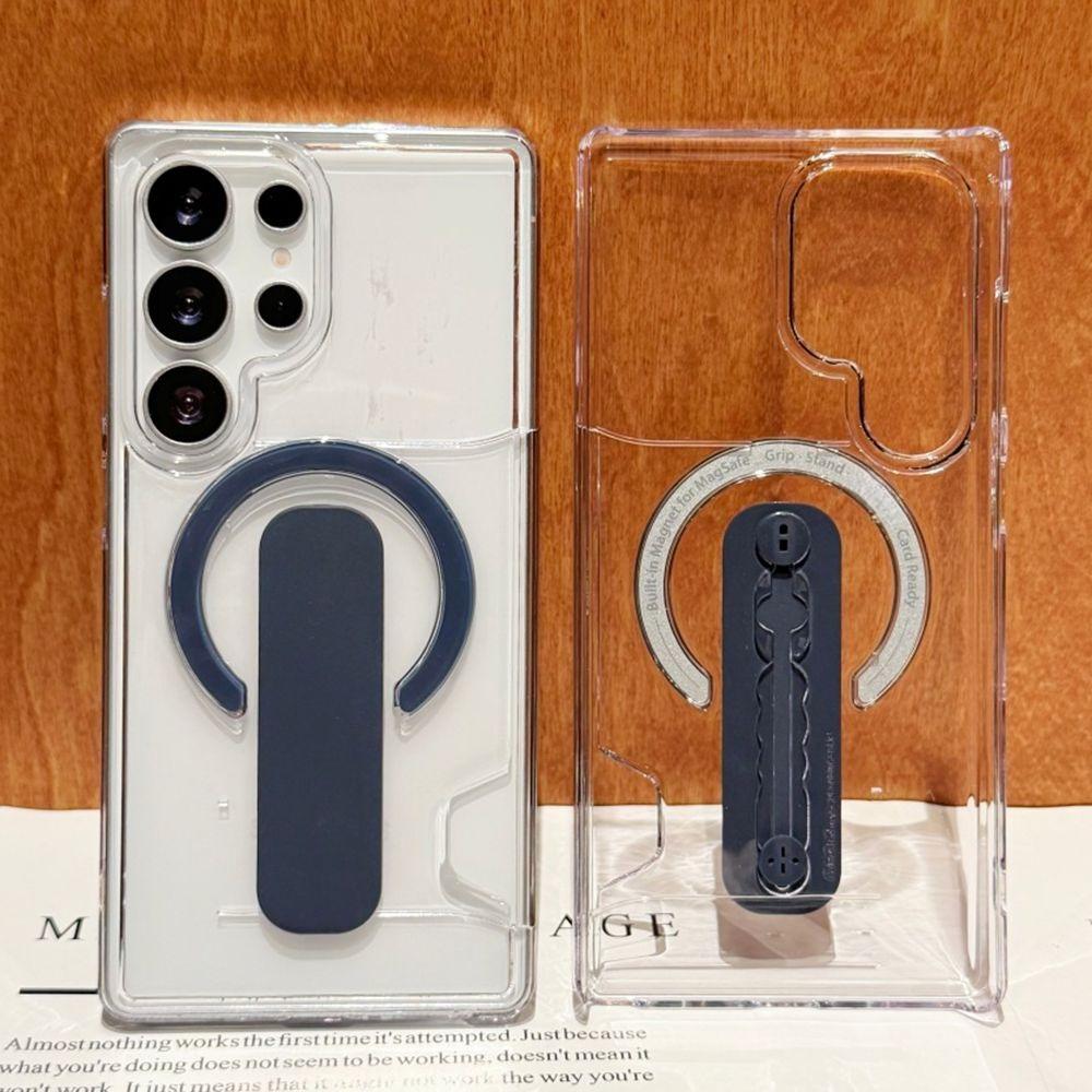 

Luxury Card Holder Clear Bracket for Magsafe Clear Case for Samsung Galaxy S25 Ultra Plus S24 Ultra Plus Shockproof Hard Cover Galaxy S24+ темно-синього кольору