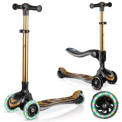 Nukido Flippo Three-Wheeled Scooter For Children With A Balance Seat - Gold