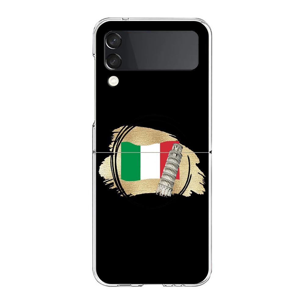 

Phone Case For Samsung Galaxy Z Flip 3 4 5 Hard Folding Clear PC Bumper ITALY Flag For Samsung Z Flip 6 Back Cover Samsung Z Flip 4