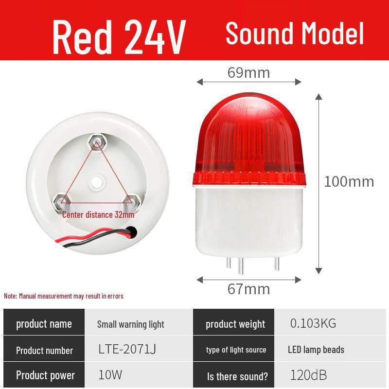 LTE-2071J LED Strobe Signal Light with Audible Alarm - Small Flashing Warning Indicator