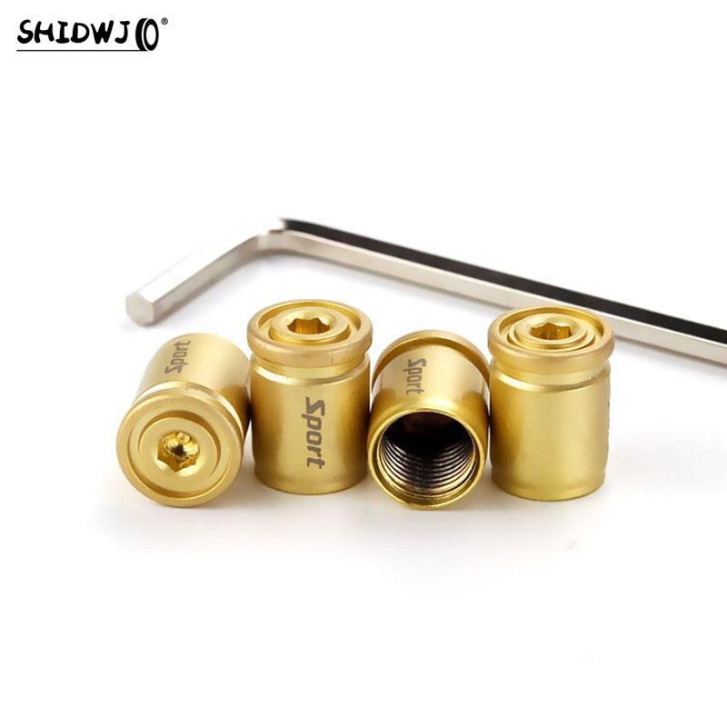 4pcs/set Universal Anti-theft Car Tire Valve Cap Aluminum Sport Exterior Auto Air Caps Anti-Theft Dustproof Tire Cap золотой