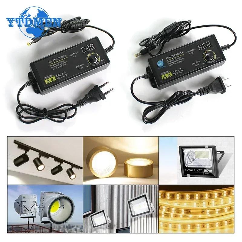 Universal Adjustable Power Adapter AC To DC 3V-12V 10A / 9V-24V 5A Power Supply Adapter with Display Screen Transformer Charger