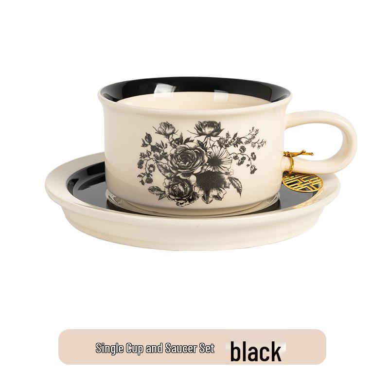Elegant Retro Ceramic Coffee Cup and Saucer Set - Ideal Gift for Afternoon Tea