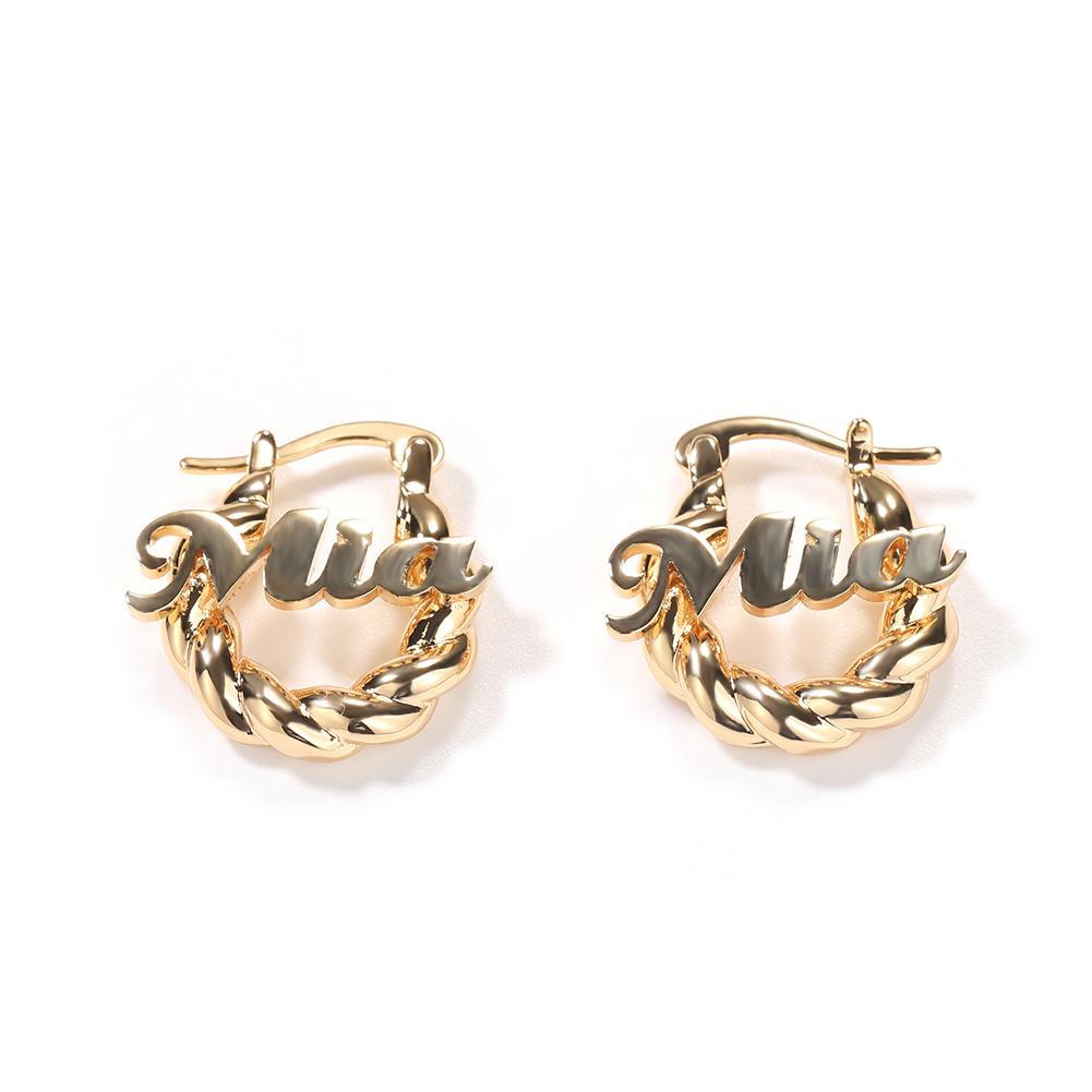 THE BLING KING Custom Name Earring Personalized Letter Stainless Steel Mini Twist Thread Earring Wome Trendy Accessories Jewelry