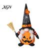 Creepy Gothic Style Ornaments Halloween Plush Gnome Decoration, Spooky Orange Black Spider Web Bat Swedish Faceless Dolls Tomte Elf Figurine,