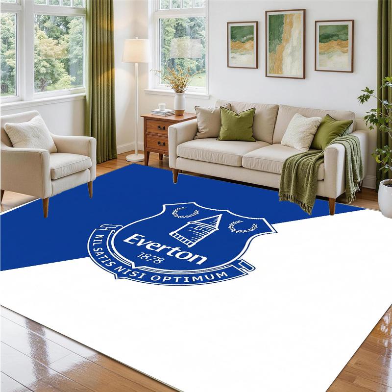 Everton Football Design Crystal Velvet Rug Soft Decorative Mat for Bedroom Entrance