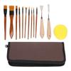 Oil Paint Brush Set Hand Tempered Ergonomic Handle Paint Brush Set with Palette Knives Sponge for Artist for Art