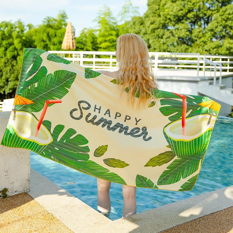 Quick Dry Polyester Beach Towel Large Palm Tree Print Bath Towel Summer Time Seaside Swimming Pool Travel Sandproof Yoga Mat