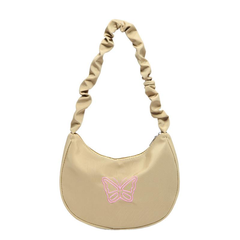 Elegant Embroidered Pu Crescent Bag With Single Strap For Trendy Women хаки