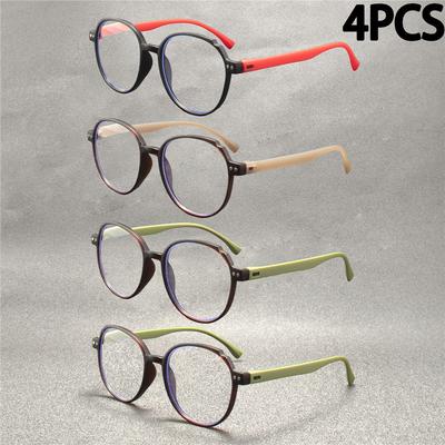 4PCS Stylish Reading Eyeglasses Anti-Blue Lightweight Female Male Computer Presbyopia Hyperopia Reading Glasses