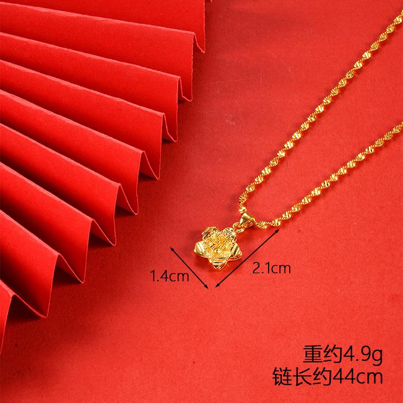 Vietnamese gold-plated necklace for women, long-lasting color, vintage heart-shaped imitation gold jewelry, copper alloy accessory, new clavicle
