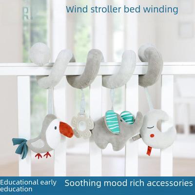 Gray Animal-Themed Baby Trolley and Bed Hanging Toy for Early Education