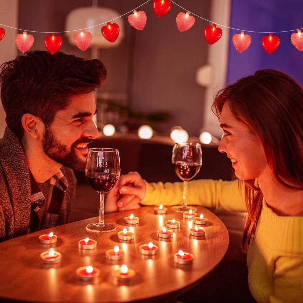 Battery Operated Heart Shaped LED String Lights LED Valentines Day Decor  Indoor Outdoor Use