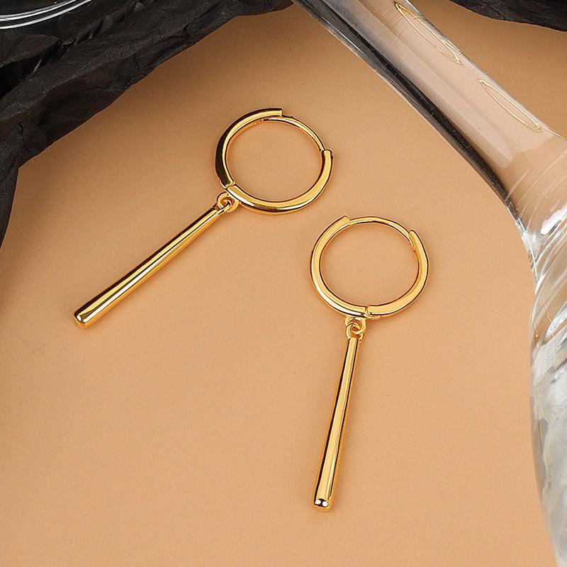 

925 Sterling Silver Earrings Charm Women Trendy Jewelry Bar Tassel Simple Retro Party Accessories Gifts Round Gold Earring белый