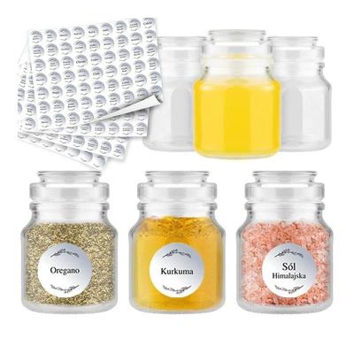 20X Spice Jar for Gift Herbs Glass Jars 205ML + 252 Stickers WHITE