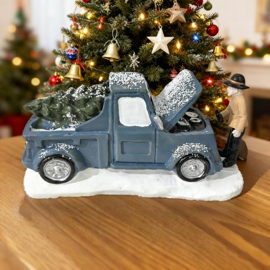 Weihnachtsroter LKW Ornament Stabile Basis Kunstharz Auto Figur Vielseitige Desktop Regal Baumdeko