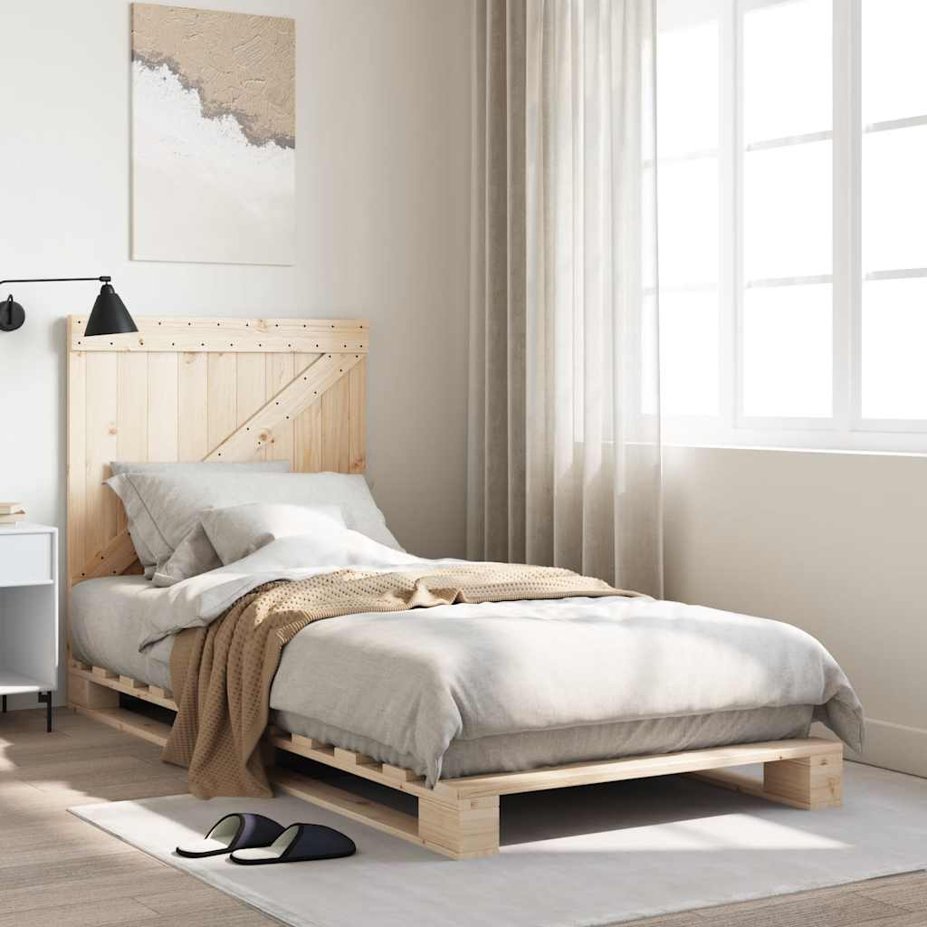 Solid Wood Bed with Headboard 90 x 200 cm Pine