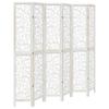 6 Piece Room Divider White Solid Paulownia Wood