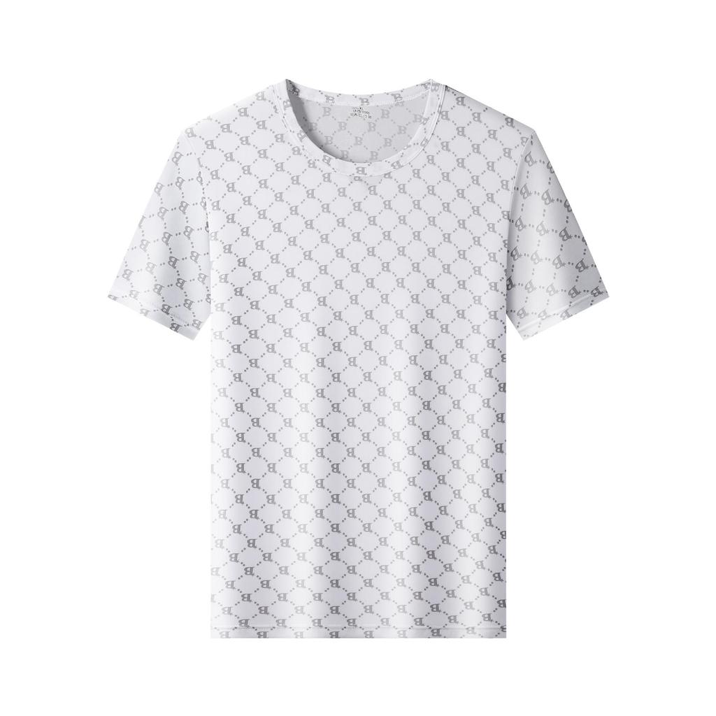 Herren Sommer Eis Seide Buchstaben B Print T-Shirt und Shorts Set - Leicht, Weich, Bequem, Kurzarm.