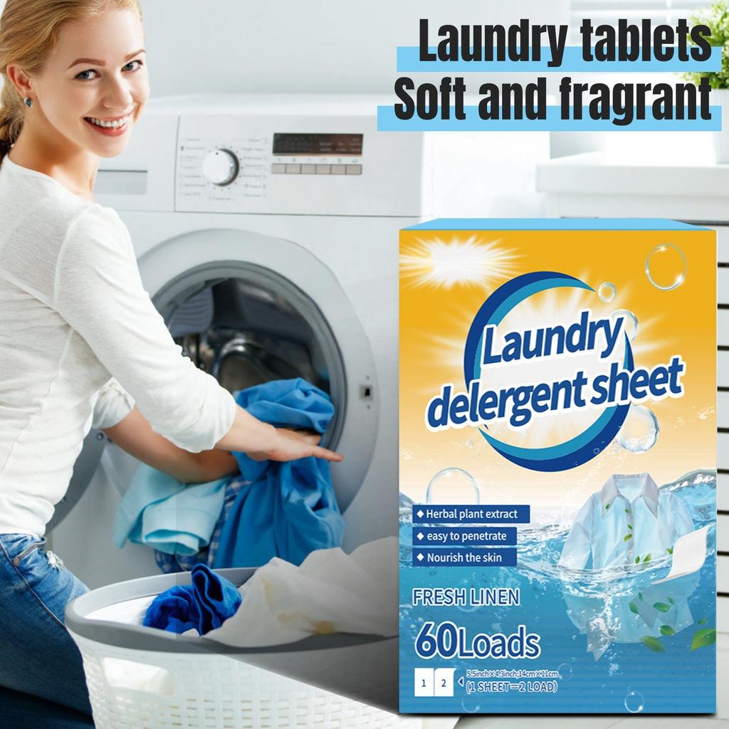 Portable Laundry Tablets Concentrated Stain Removal Instant Bubble Tablets Fresh Linen Scent Household Laundry Paper
