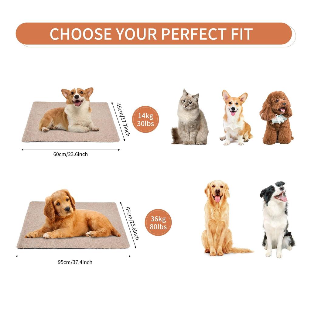 Selbstheizende Haustier-Pads, Decke, Welpen-Pad, warme Kissenmatte für Katzen, Hunde, waschbare Haustiere mit thermischem Körperwärme-reflektierendem Kern-Pad