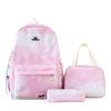Dreiteiliges Rucksack-Set Nylon Grundschüler Tie-Dye Schultasche Damen Rucksack mit großem Fassungsvermögen mit Lunchtasche