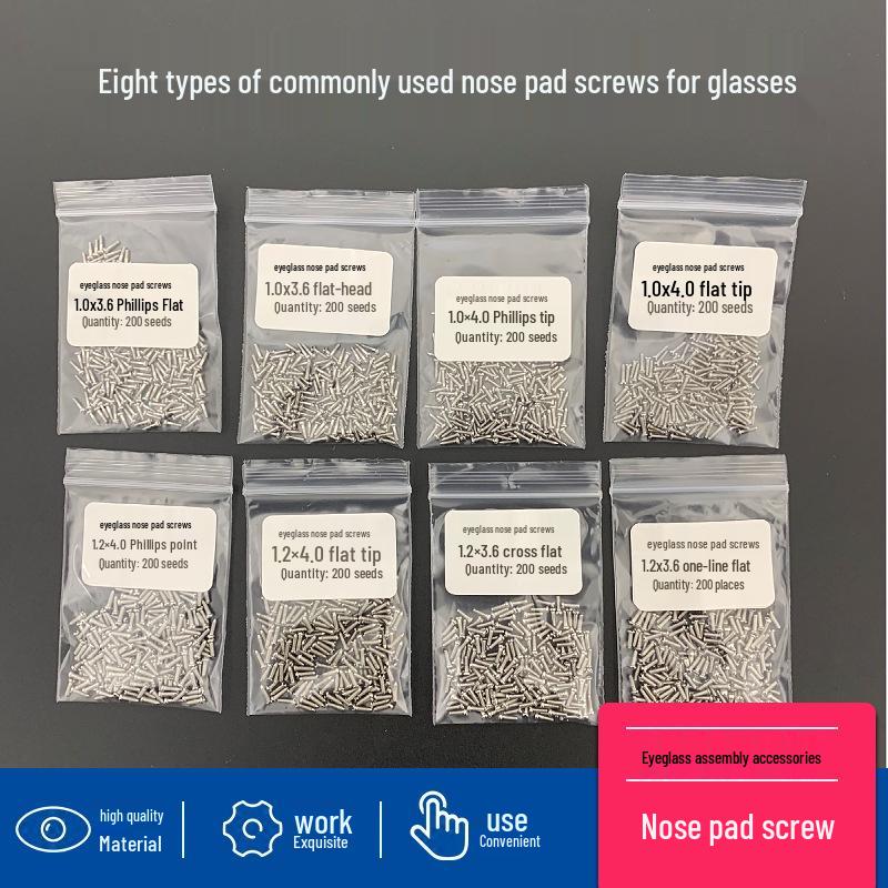 

Винты для носоупоров очков: 1.0 Крепеж с острым концом и 1.2 с плоской головкой 1.0x4.0 Flat Pointed