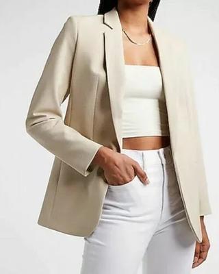 Genuine Lambskin Stylish Cream Women's Blazer Leather Handmade New Casual Formal