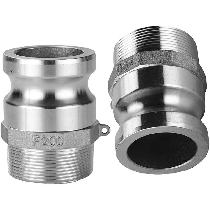 Cam Lock Type F 2'' Cam Groove Couplings Al Camlock Hose Fittings Pipe Couplings (2Inch-F200-2pcs), Silver