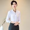 High-End Women's White Long Sleeve Shirt 2024 - Spring/Autumn Hotel Reception & Catering Uniform