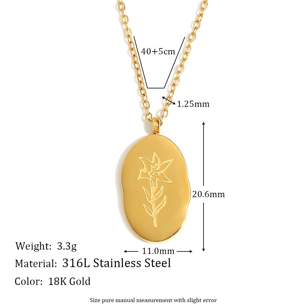 E.B.belle Tarnish Free Irregular Personality 12 Months Flower Pendant Necklace Stainless Steel Gold Plated Birthstone Necklace