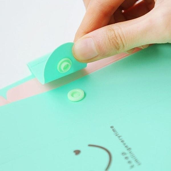 1PC Jelly Color 5-index Expending File Folder Office Supplies Student Stationary A4 Size Letter Size Smile Printing