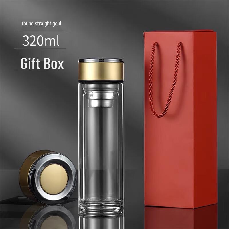 Xiao Yue Ya 320ml Double Wall Glass Tea Mug with Infuser