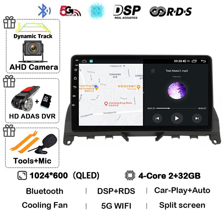 Android 14 Carplay Auto Pentru Mercedes Benz C Class 3 W204 S204 2006-2011 Radio Auto Autoradio Stereo Player Multimedia WIFI+4G DSP