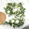 Garland Style Simulated Eucalyptus Rattan 6 White Roses Eucalyptus Garland  Garden Decoration