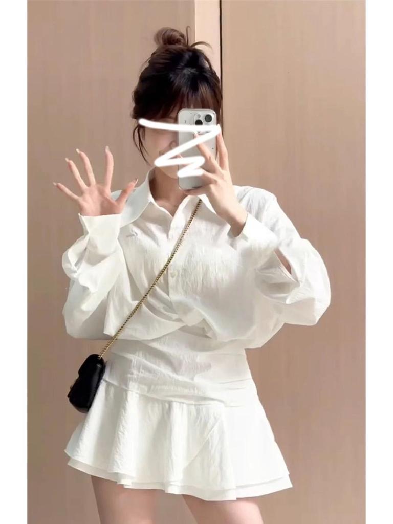 Women's White Shirt Dress - Autumn 2025 Korean Style Outfit