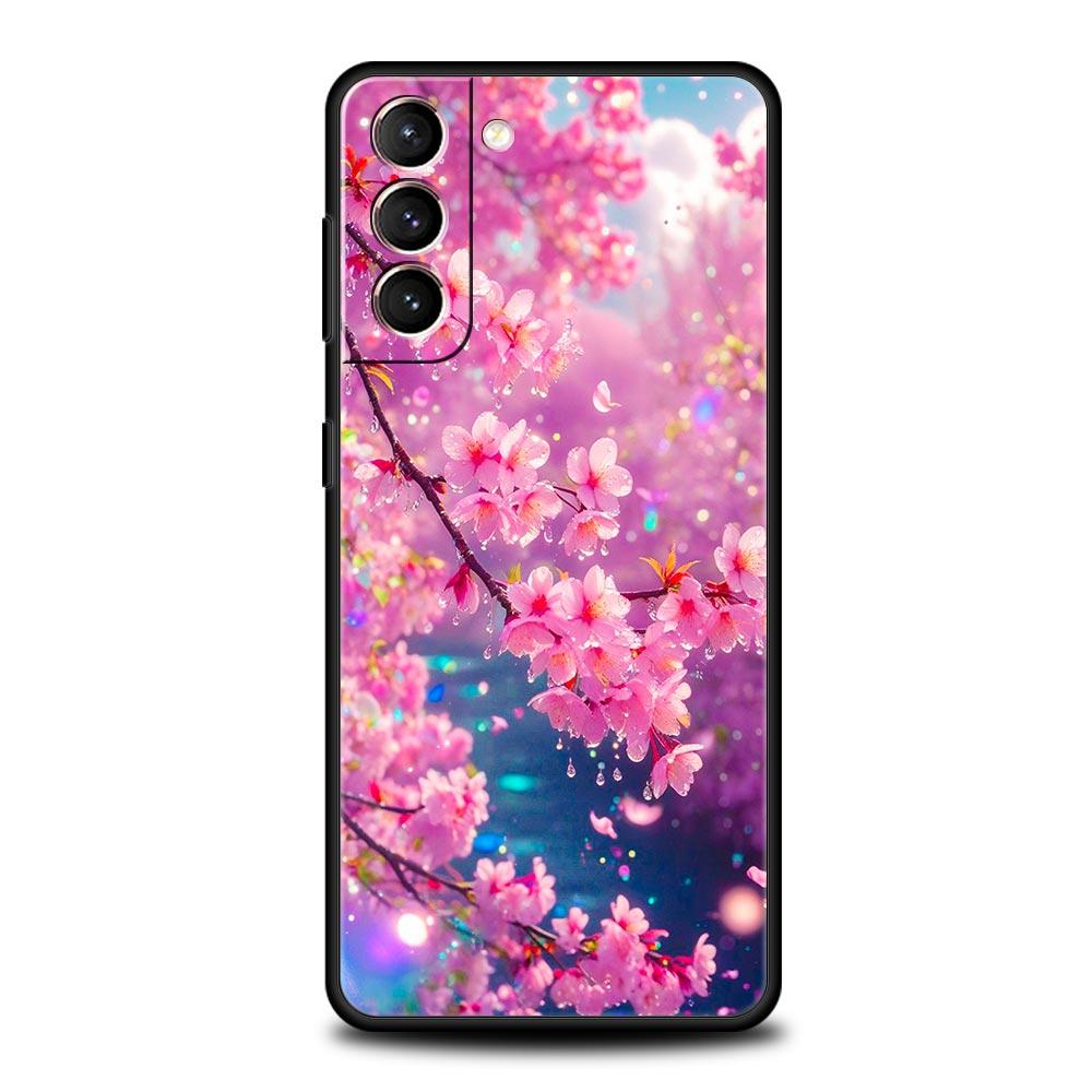 Korean Flower Phone Case for Samsung Galaxy S26 S25 S24 S23 S22 S20 S21 FE Ultra S25 Edge Plus 5G Soft TPU Cover Fundas Capa Bag