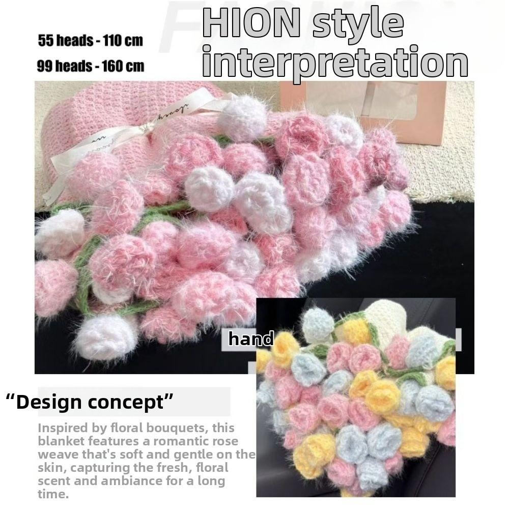 Woven Crocheted Rose Bouquet Blanket Finished Product Rose Blanket  Valentine's Day
