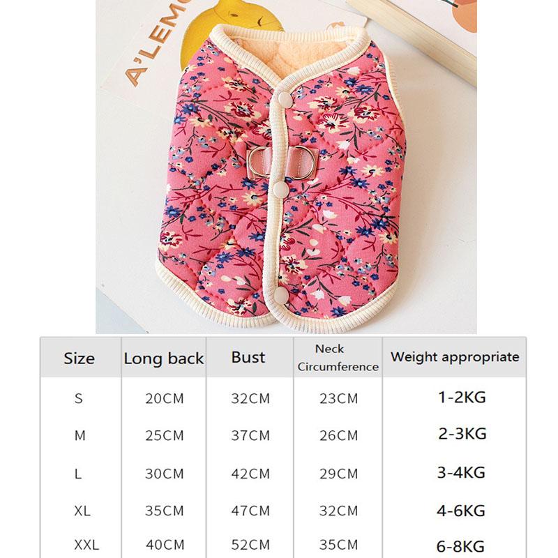 Puppy Floral Vest Pet Clothing Dog Fleece Coat for Dogs Jackets for Small Dogs Winter Jacket for Pet Luxury Clothes XGMY05