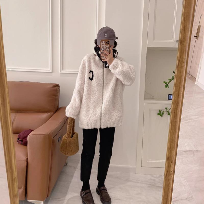 Coral fleece jacket women's small autumn and winter lazy wind cardigan sweater integrated fleece stand-up collar top tide