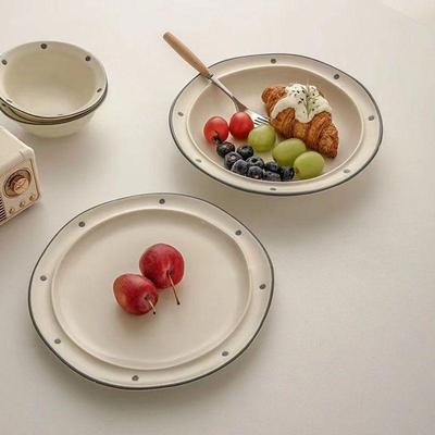 Korean Retro Polka Dot 8-inch Ceramic Plate