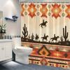 Western Cowboy Silhouette Shower Curtain - Desert Sky & Cacti, Polyester Bath Decor,  Machine Washable, Includes 12 Hooks